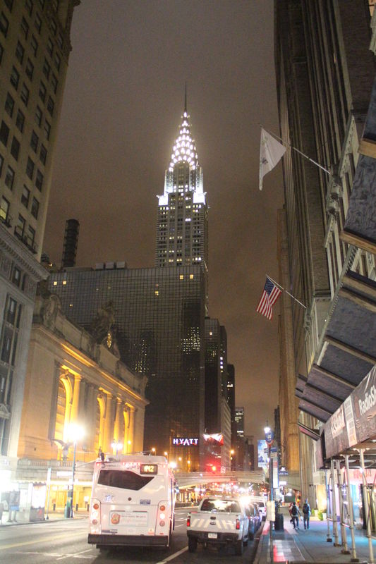 A view of the Chrysler and Grand Central Station b...