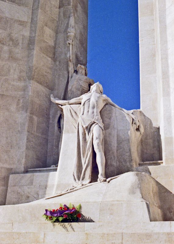 detail of the Canadian memorial on Vimy Ridge in F...