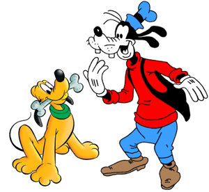Goofy and Pluto....