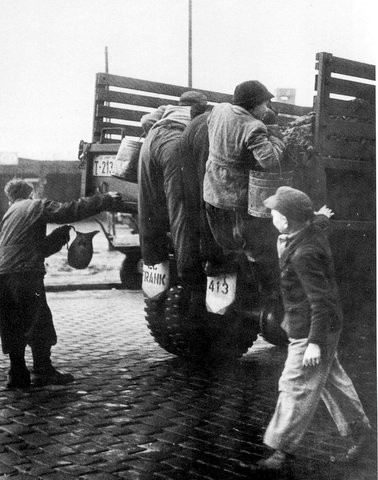 German boys stealing coal in Occupied Germany - Wi...