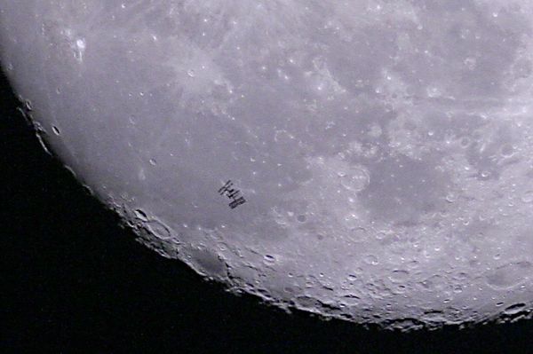 ISS crossing in front of the moon...