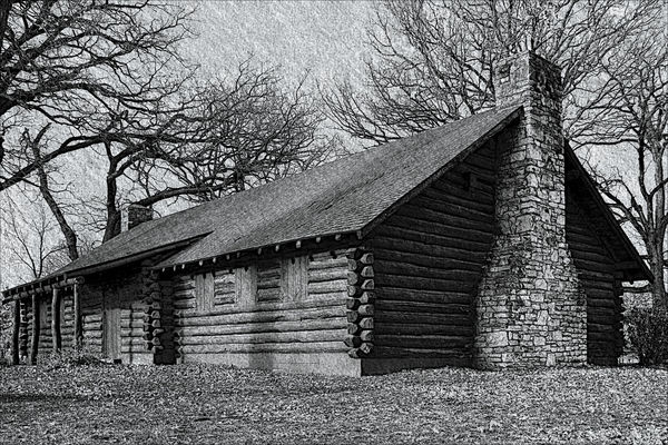 log cabin house drawing