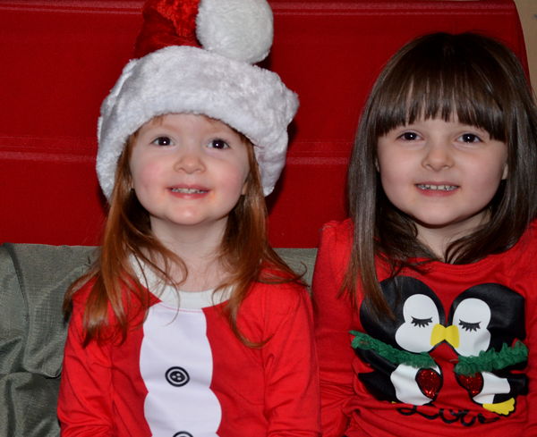 Melody's Santa hat & Lily's Penguin top!...
