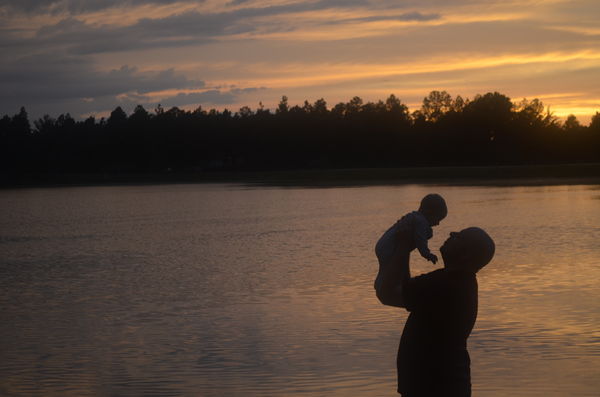 Father and child at sunset...