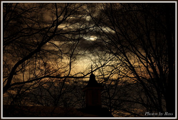 Cold Moon over barn cupola...