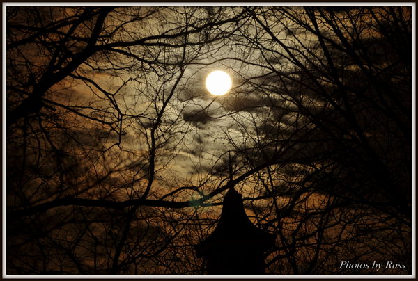 Cold Winter Moon over barn...