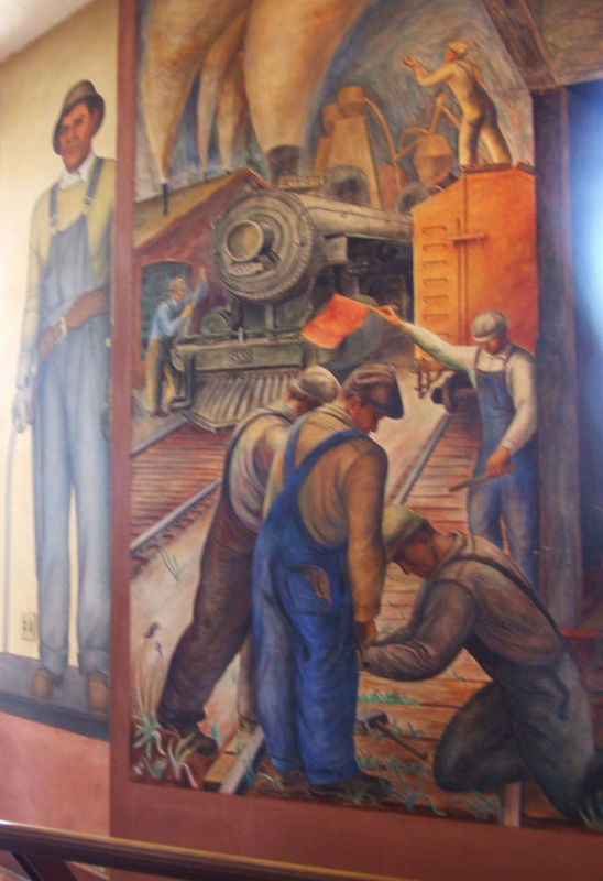 working hands mural in Coit Tower SF...