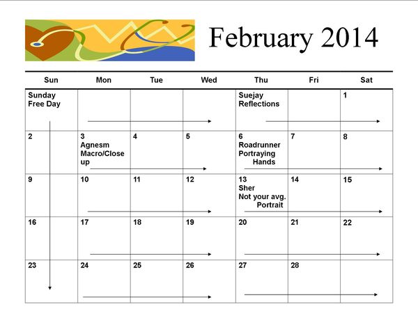 UHH Challenge Calendar for February...