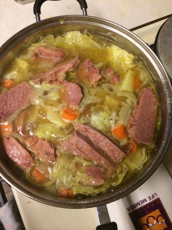 Corned Beef and cabbage of course!...