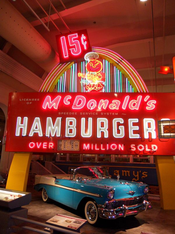 McDonalds sign with 1956 Chevy Bel-Air...