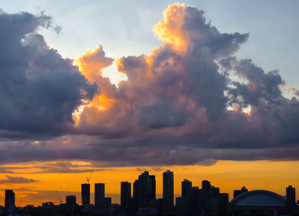 Clouds over the skyline of downtown Toronto during...