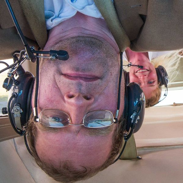 A selfie, flying over the Everglades, as you can s...