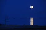Moonrise over Norwalk Harbor - Framed by Peach Isl...