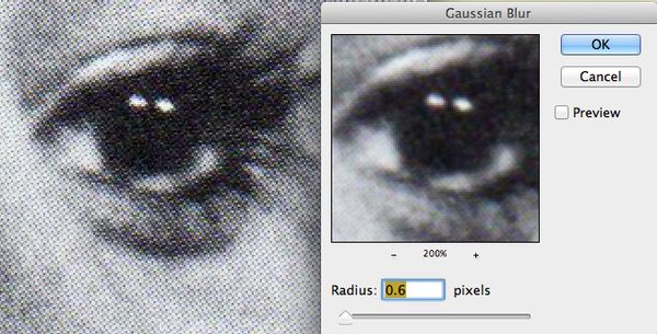 Gaussian blur . . . only until the dots disappear....