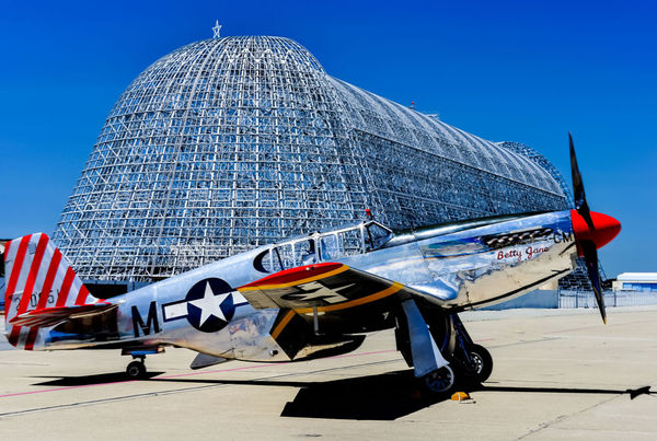 P-51 Mustang by Moffett Field hanger...
