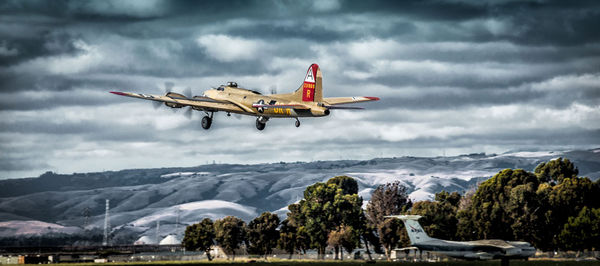 B-17 Flying Fortress taking off....