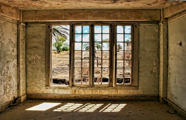 Abandoned Hotel window, or whats left of it, in By...