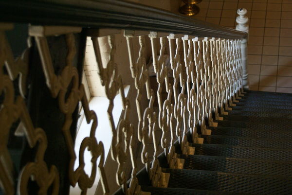 ....an old stair rail at the Ryman Theater...