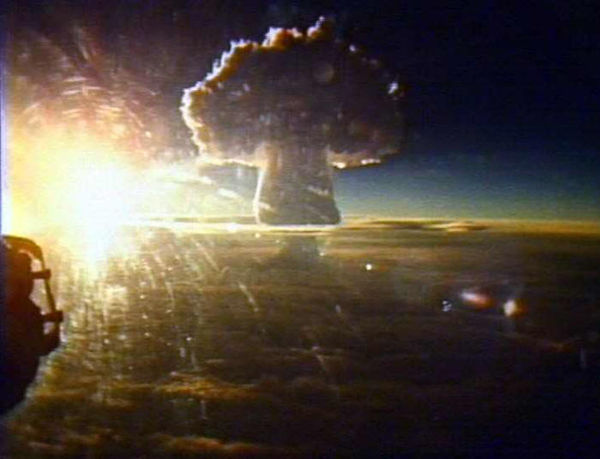 The world's largest nuclear test, the Tsar Bomba, ...