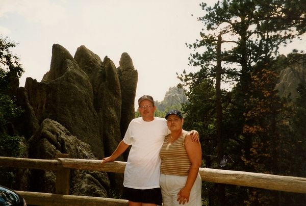 Hubby and I in front of rock formations....