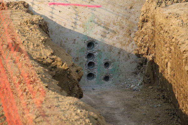 holes drilled in base for electrical conduit...
