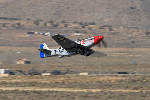 P-51 taking off...