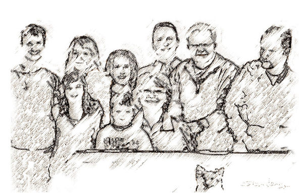 Family Portrait, done by compositing photos, then ...