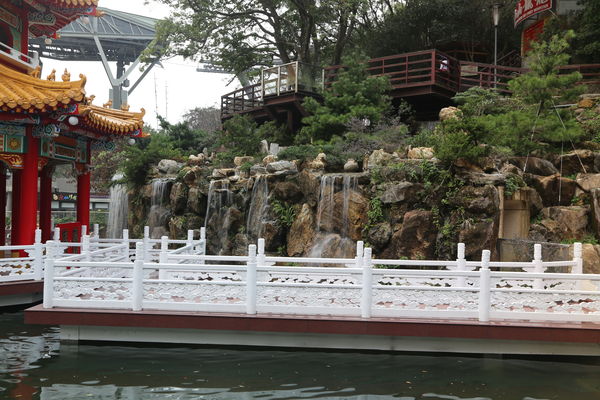 Fenced walkway to a Taoist Pagoda in Taipei...
