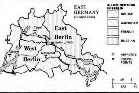 Sectors map of Occupied Berlin - 1945 to 1949...