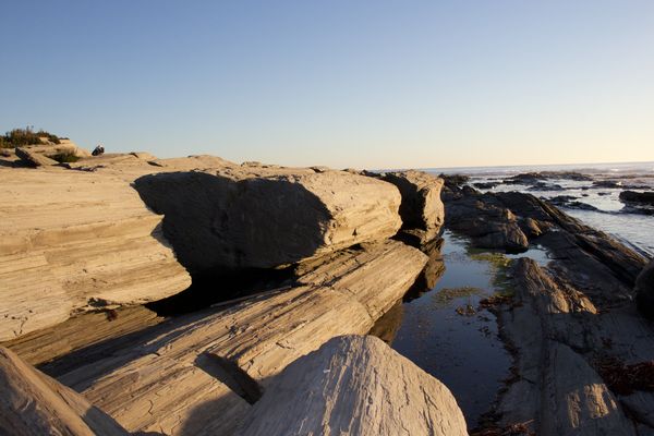 Huge Rock formations on the shore of Portland ,Me....