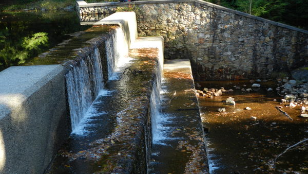 Waterfall at the dam on the lake....