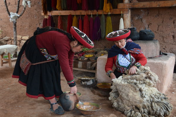 Preparing wool for dyeing....