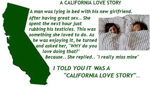I told you that it was a California love story...
