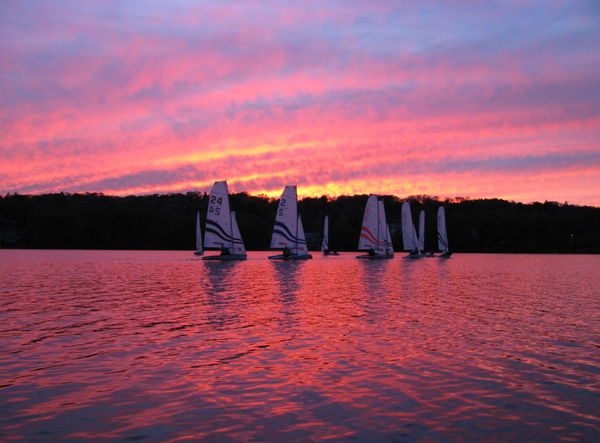 Sailing practice on Mystic Lake, Medford, MA...