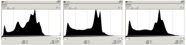 From Left to Right, histograms for Top to Bottom...