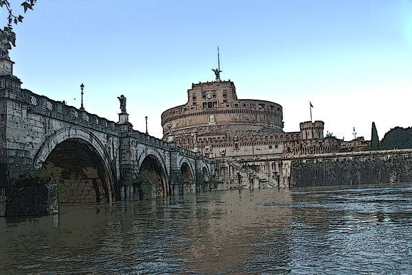 Bridge and Castle of St Angelo in Rome, Italy...