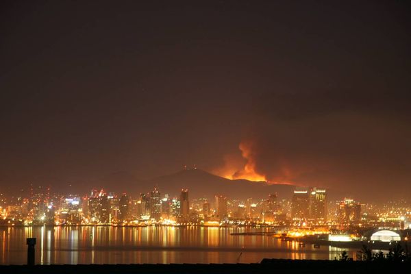 San Diego with the mountains on fire...