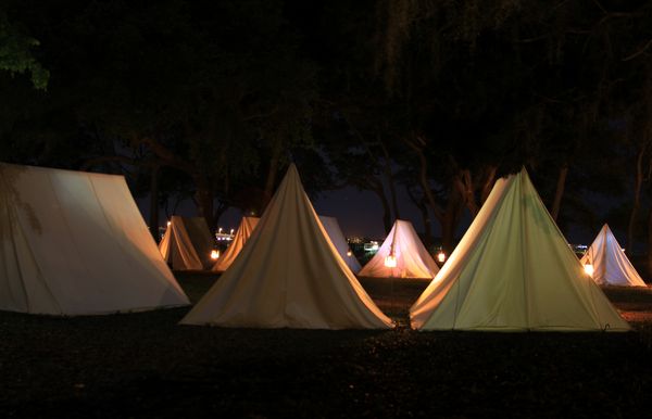 long exposure of encampment at night...