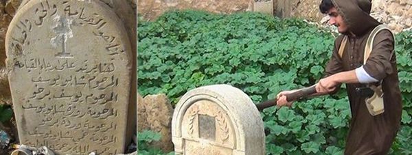 Brainwashed ISIS Member at Christian Grave Site...