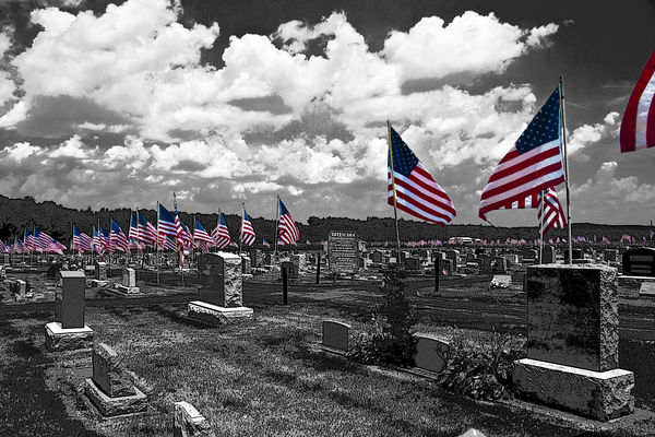 Cemetary in Loudenville, OH decked out with flags ...