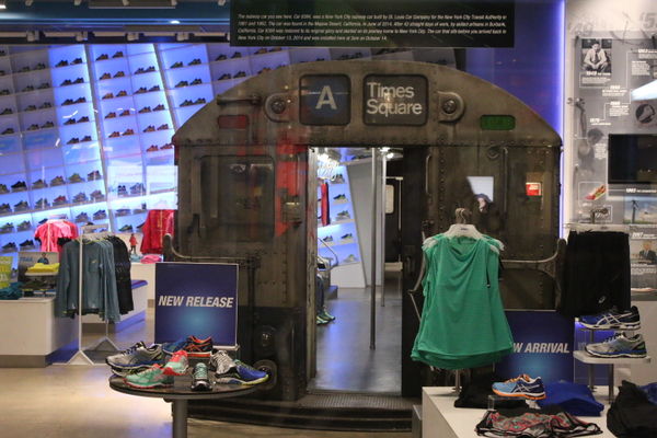 Old BMT car put to use in sports apparel store....