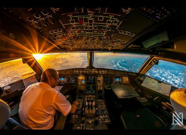 Sunset As Seen From The Cockpit Of An Airbus...