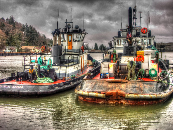 Tugs on the Hoquiam River on Grays Harbor, WA...