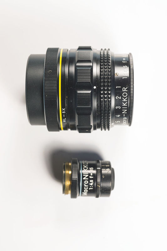 nikkor macro 35mm and 65mm lenses...
