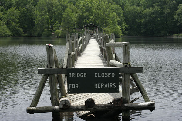 walking bridge across Lake Placid...