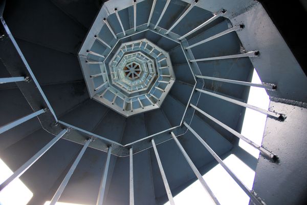 Looking up staircase....