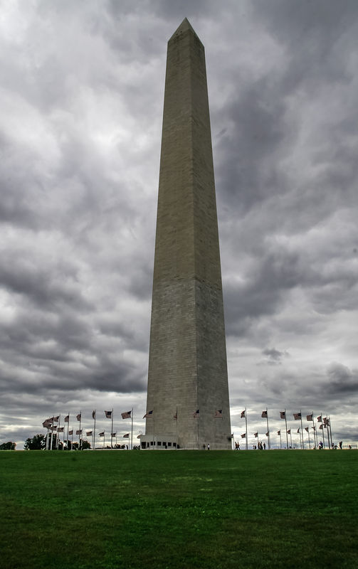 Washington monument angry sky...