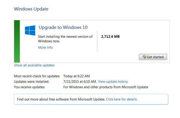 Windows Update in Control Panel...