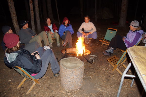 enjoying the campfire in Jackson Hole....