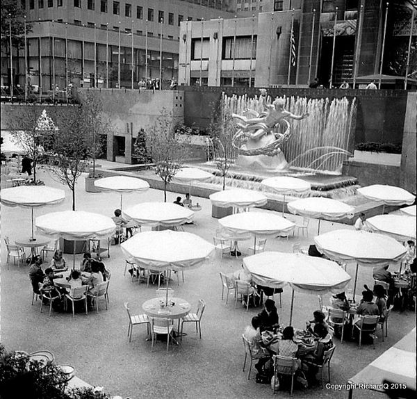 Outdoor restaurant in Rockefeller Center, New York...